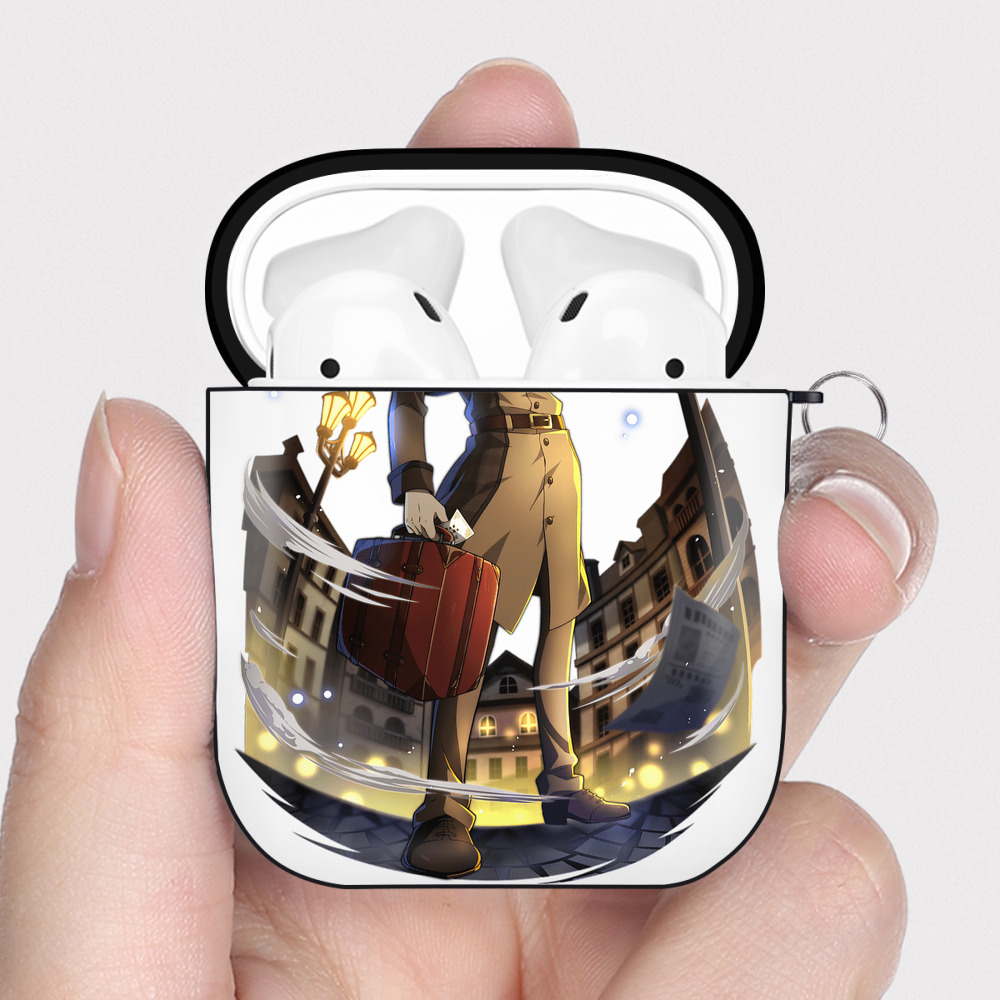 （画像用） 文豪ストレイドッグス Bungo Stray Dogs AirPods 第2世代保護ケース ハードシェル ブラック 耐衝撃・防指紋・カラビナ付き