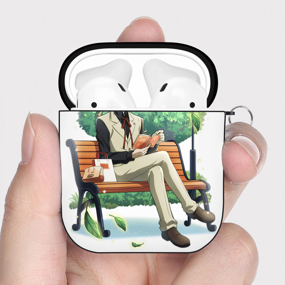 （画像用） 文豪ストレイドッグス Bungo Stray Dogs AirPods 第2世代保護ケース ハードシェル ブラック 耐衝撃・防指紋・カラビナ付き