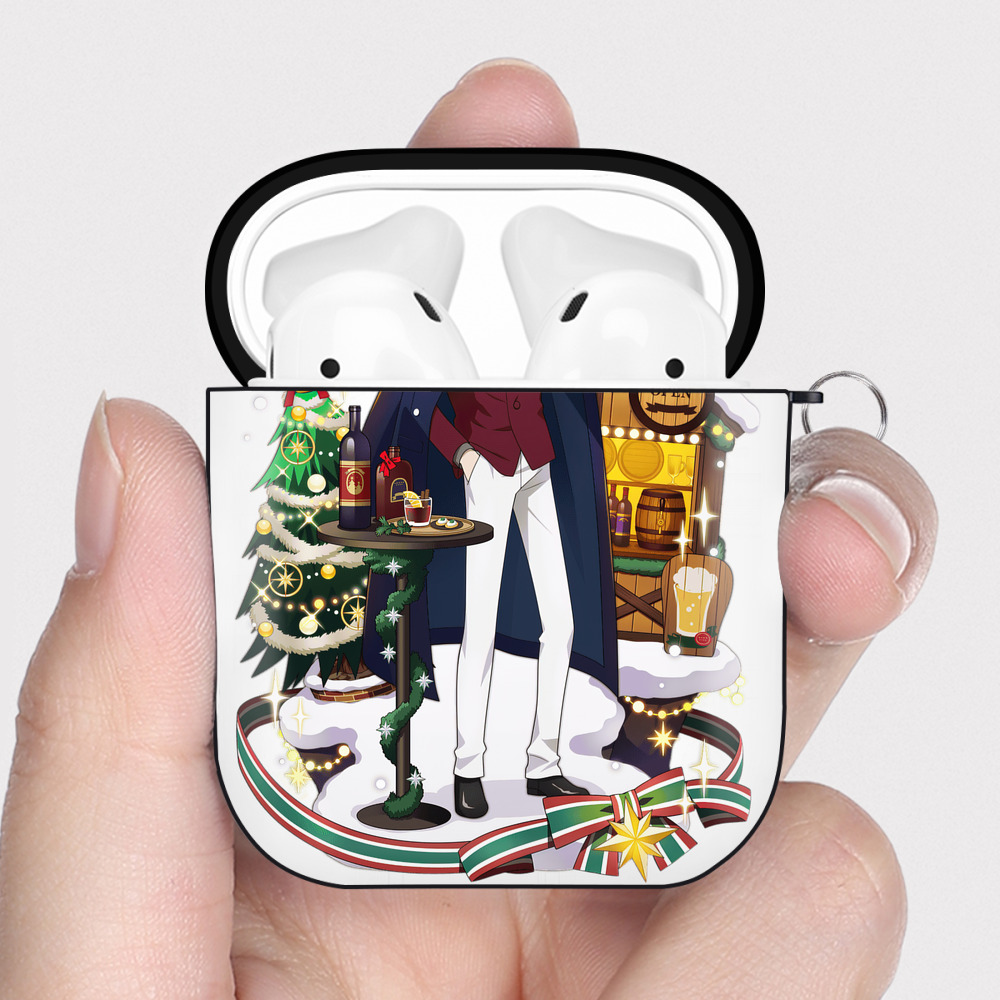 （画像用） 文豪ストレイドッグス Bungo Stray Dogs AirPods 第2世代保護ケース ハードシェル ブラック 耐衝撃・防指紋・カラビナ付き