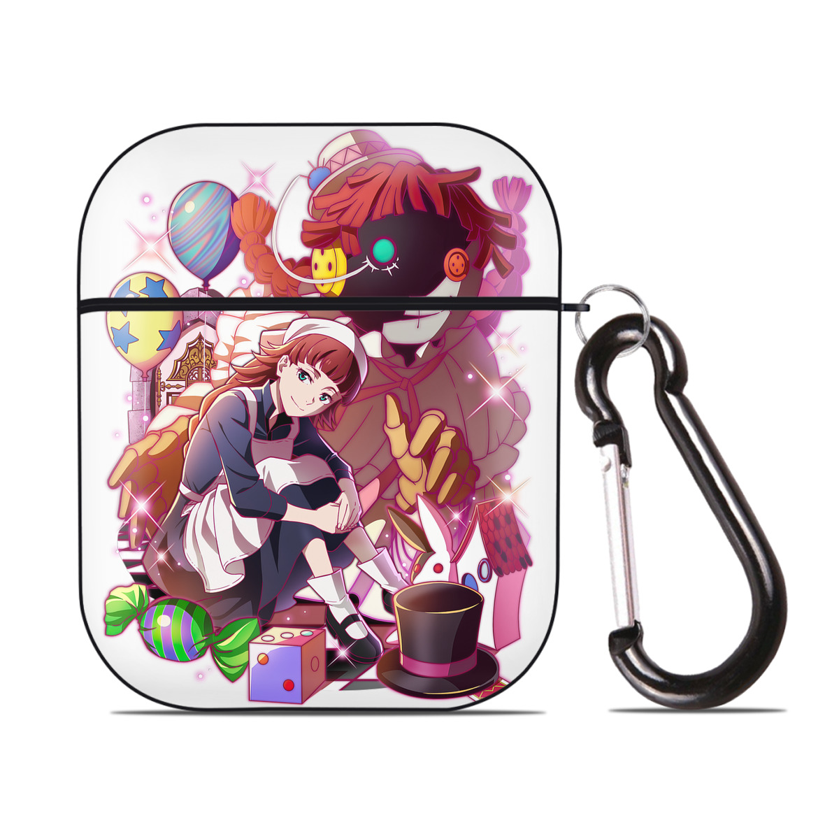 （画像用） 文豪ストレイドッグス Bungo Stray Dogs AirPods 第2世代保護ケース ハードシェル ブラック 耐衝撃・防指紋・カラビナ付き