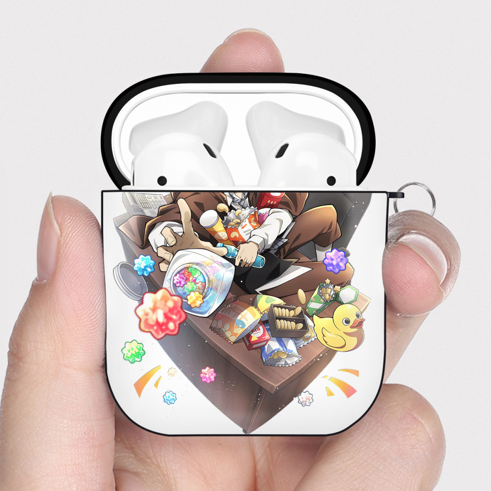 （画像用） 文豪ストレイドッグス Bungo Stray Dogs AirPods 第2世代保護ケース ハードシェル ブラック 耐衝撃・防指紋・カラビナ付き