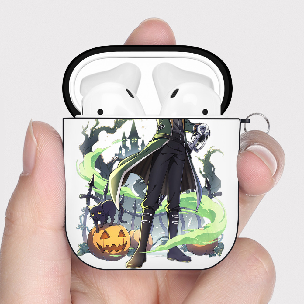 （画像用） 文豪ストレイドッグス Bungo Stray Dogs AirPods 第2世代保護ケース ハードシェル ブラック 耐衝撃・防指紋・カラビナ付き