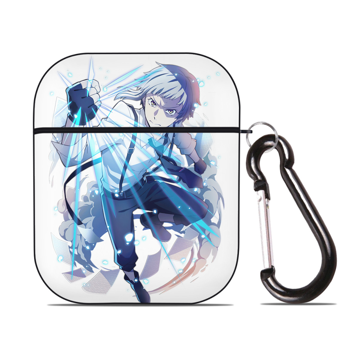 （画像用） 文豪ストレイドッグス Bungo Stray Dogs AirPods 第2世代保護ケース ハードシェル ブラック 耐衝撃・防指紋・カラビナ付き