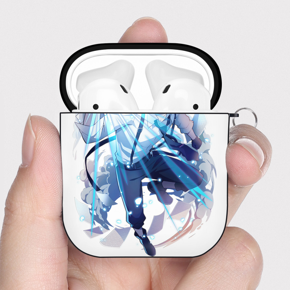 （画像用） 文豪ストレイドッグス Bungo Stray Dogs AirPods 第2世代保護ケース ハードシェル ブラック 耐衝撃・防指紋・カラビナ付き