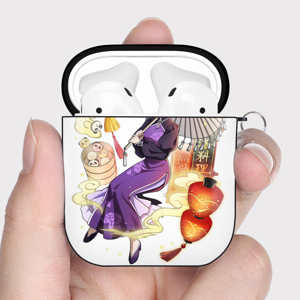 （画像用） 文豪ストレイドッグス Bungo Stray Dogs AirPods 第2世代保護ケース ハードシェル ブラック 耐衝撃・防指紋・カラビナ付き