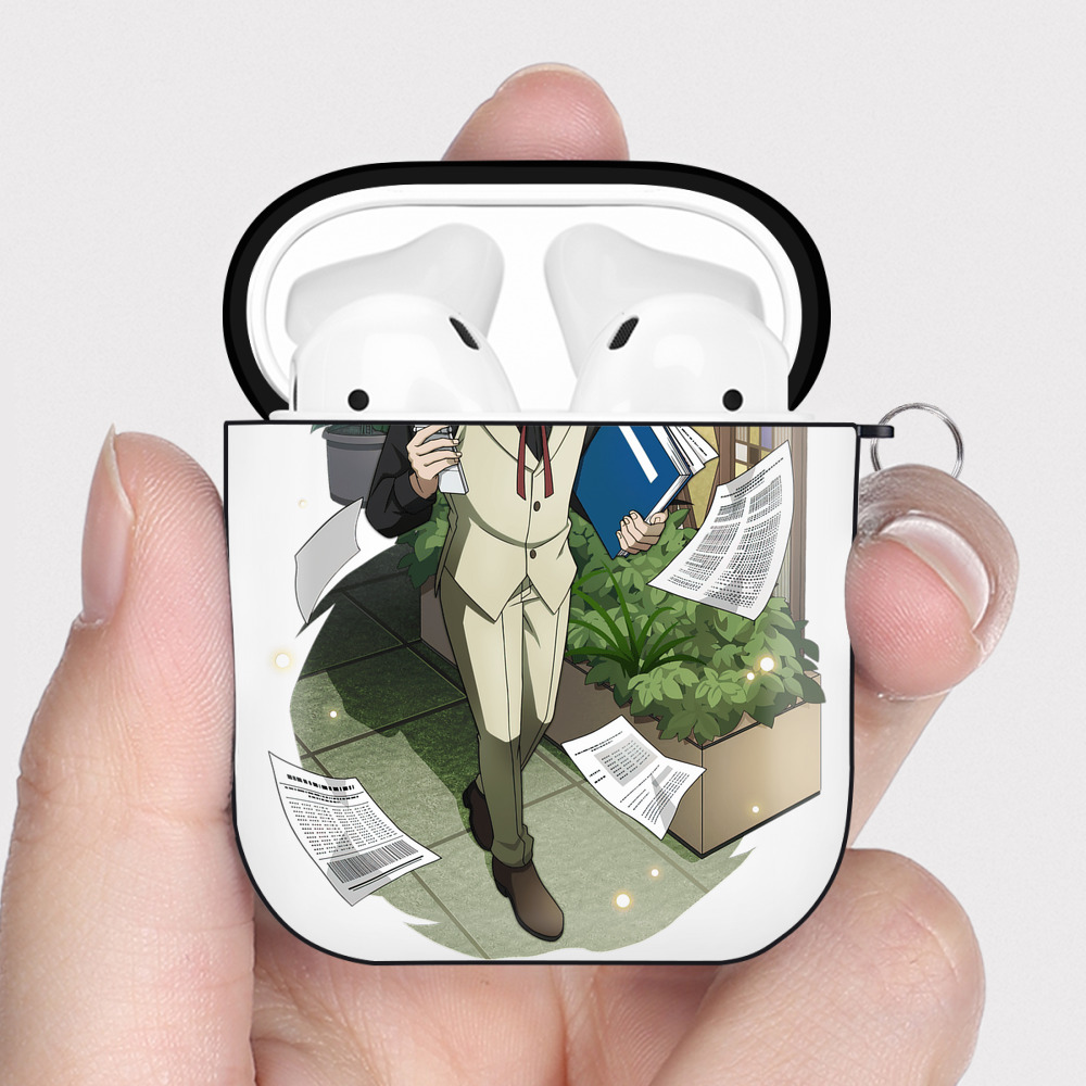 （画像用） 文豪ストレイドッグス Bungo Stray Dogs AirPods 第2世代保護ケース ハードシェル ブラック 耐衝撃・防指紋・カラビナ付き