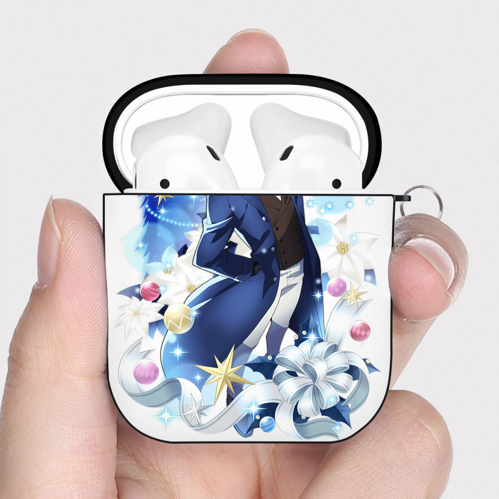 （画像用） 文豪ストレイドッグス Bungo Stray Dogs AirPods 第2世代保護ケース ハードシェル ブラック 耐衝撃・防指紋・カラビナ付き