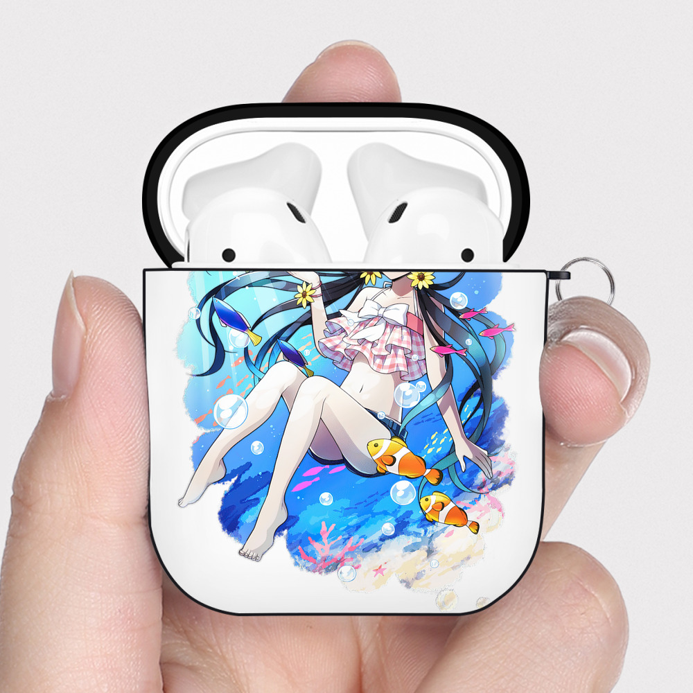 （画像用） 文豪ストレイドッグス Bungo Stray Dogs AirPods 第2世代保護ケース ハードシェル ブラック 耐衝撃・防指紋・カラビナ付き