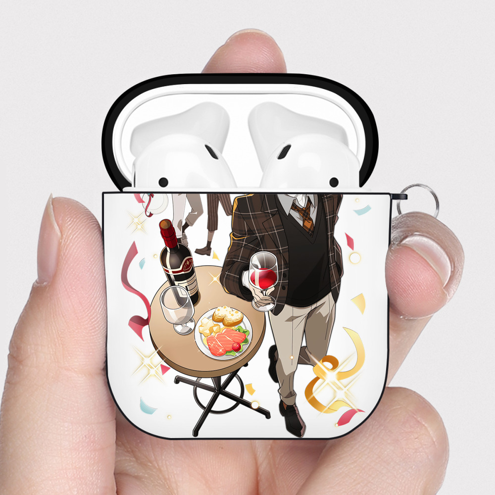 （画像用） 文豪ストレイドッグス Bungo Stray Dogs AirPods 第2世代保護ケース ハードシェル ブラック 耐衝撃・防指紋・カラビナ付き