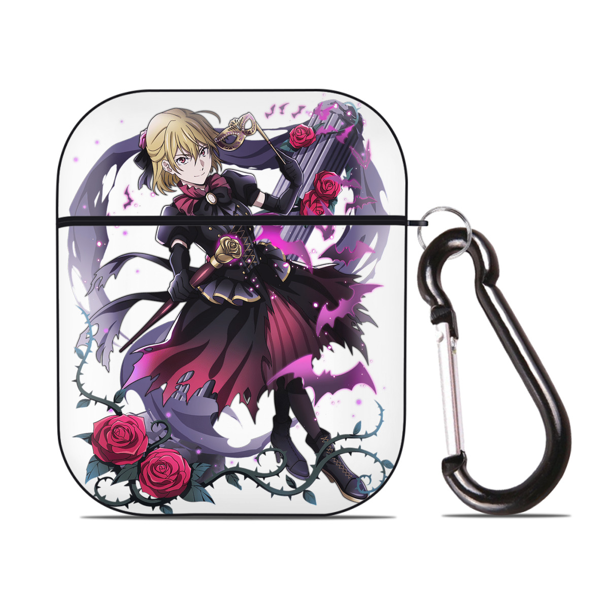 （画像用） 文豪ストレイドッグス Bungo Stray Dogs AirPods 第2世代保護ケース ハードシェル ブラック 耐衝撃・防指紋・カラビナ付き