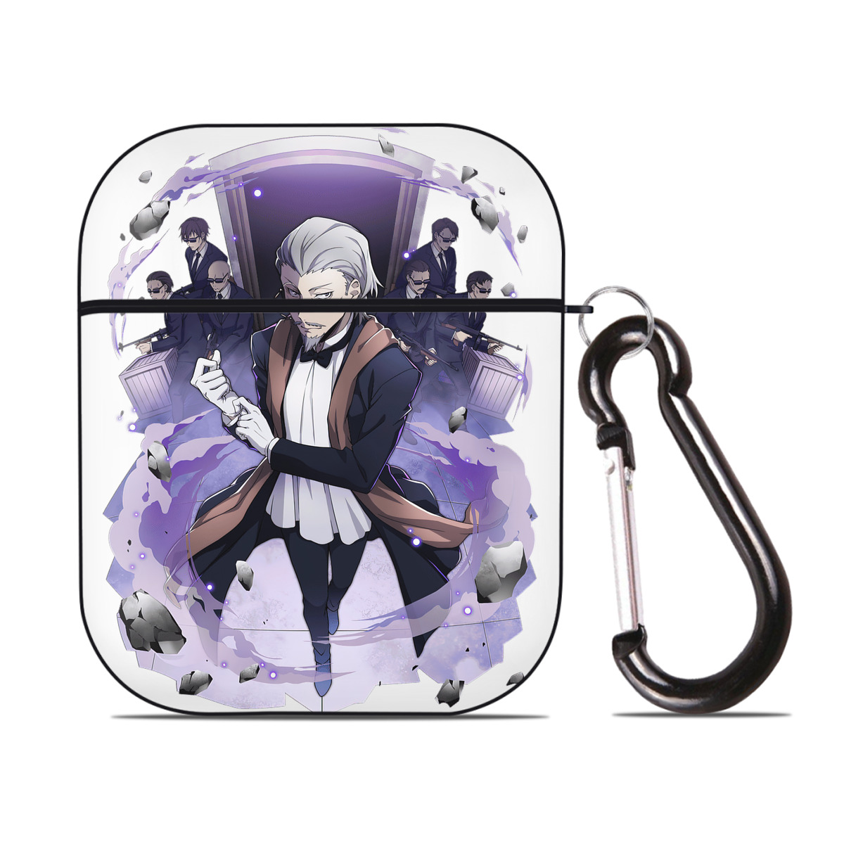 （画像用） 文豪ストレイドッグス Bungo Stray Dogs AirPods 第2世代保護ケース ハードシェル ブラック 耐衝撃・防指紋・カラビナ付き