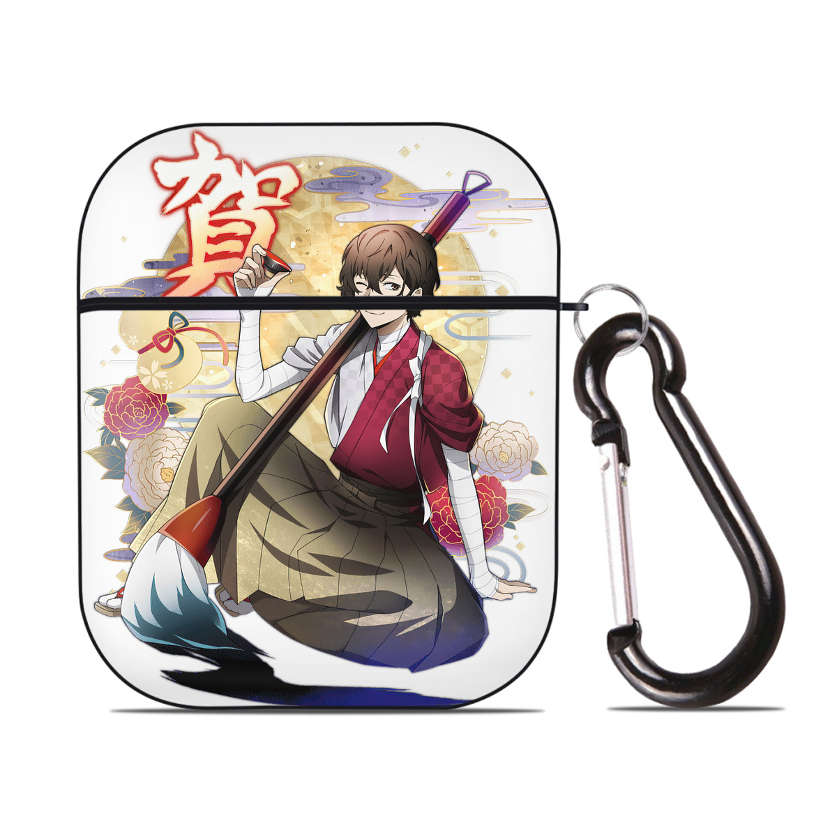 （画像用） 文豪ストレイドッグス Bungo Stray Dogs AirPods 第2世代保護ケース ハードシェル ブラック 耐衝撃・防指紋・カラビナ付き