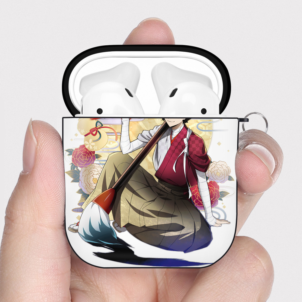 （画像用） 文豪ストレイドッグス Bungo Stray Dogs AirPods 第2世代保護ケース ハードシェル ブラック 耐衝撃・防指紋・カラビナ付き
