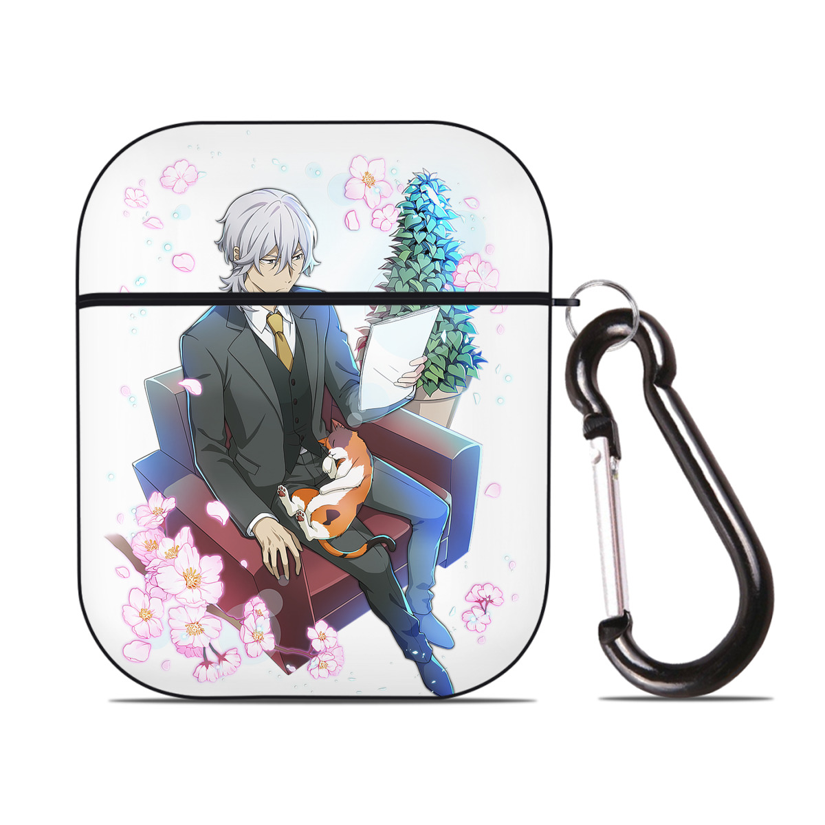 （画像用） 文豪ストレイドッグス Bungo Stray Dogs AirPods 第2世代保護ケース ハードシェル ブラック 耐衝撃・防指紋・カラビナ付き