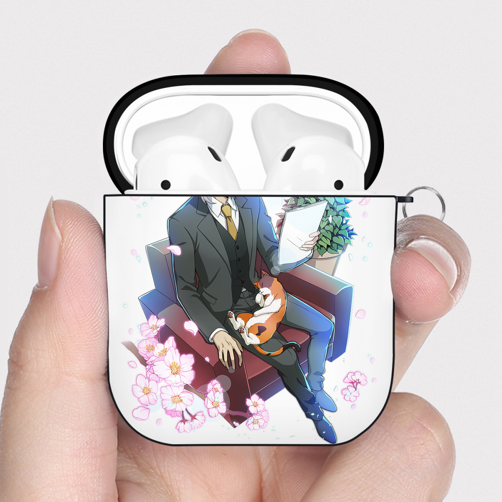 （画像用） 文豪ストレイドッグス Bungo Stray Dogs AirPods 第2世代保護ケース ハードシェル ブラック 耐衝撃・防指紋・カラビナ付き