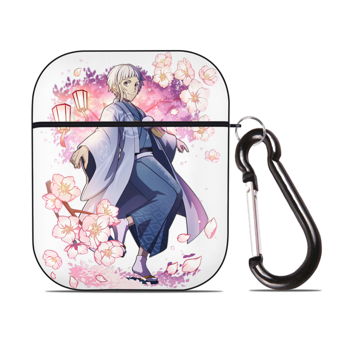 （画像用） 文豪ストレイドッグス Bungo Stray Dogs AirPods 第2世代保護ケース ハードシェル ブラック 耐衝撃・防指紋・カラビナ付き