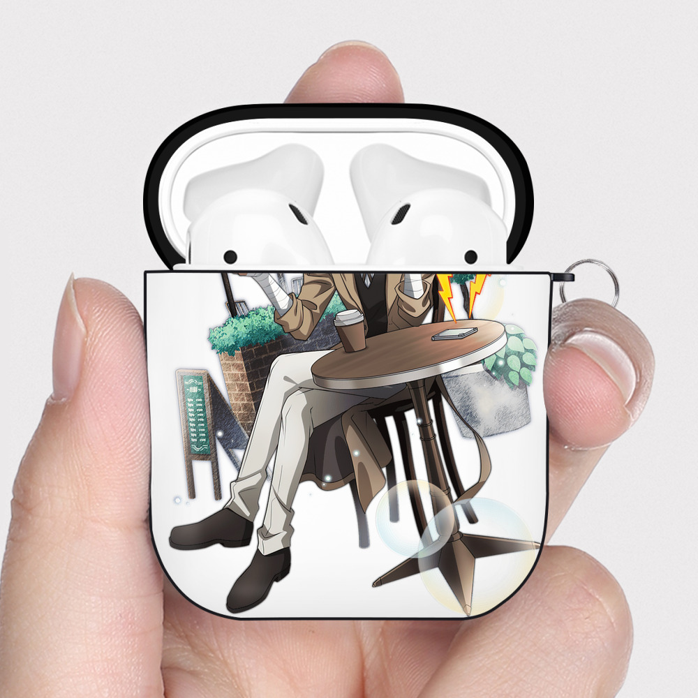 （画像用） 文豪ストレイドッグス Bungo Stray Dogs AirPods 第2世代保護ケース ハードシェル ブラック 耐衝撃・防指紋・カラビナ付き