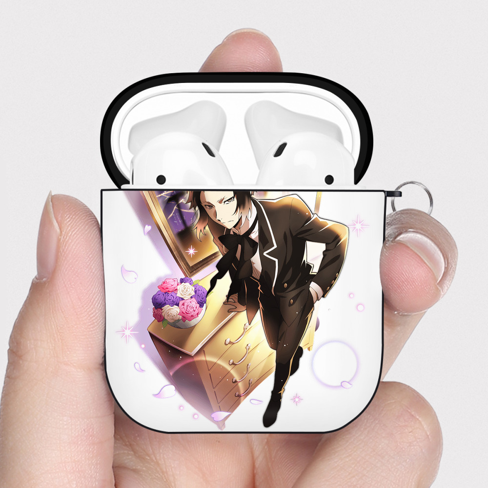 （画像用） 文豪ストレイドッグス Bungo Stray Dogs AirPods 第2世代保護ケース ハードシェル ブラック 耐衝撃・防指紋・カラビナ付き