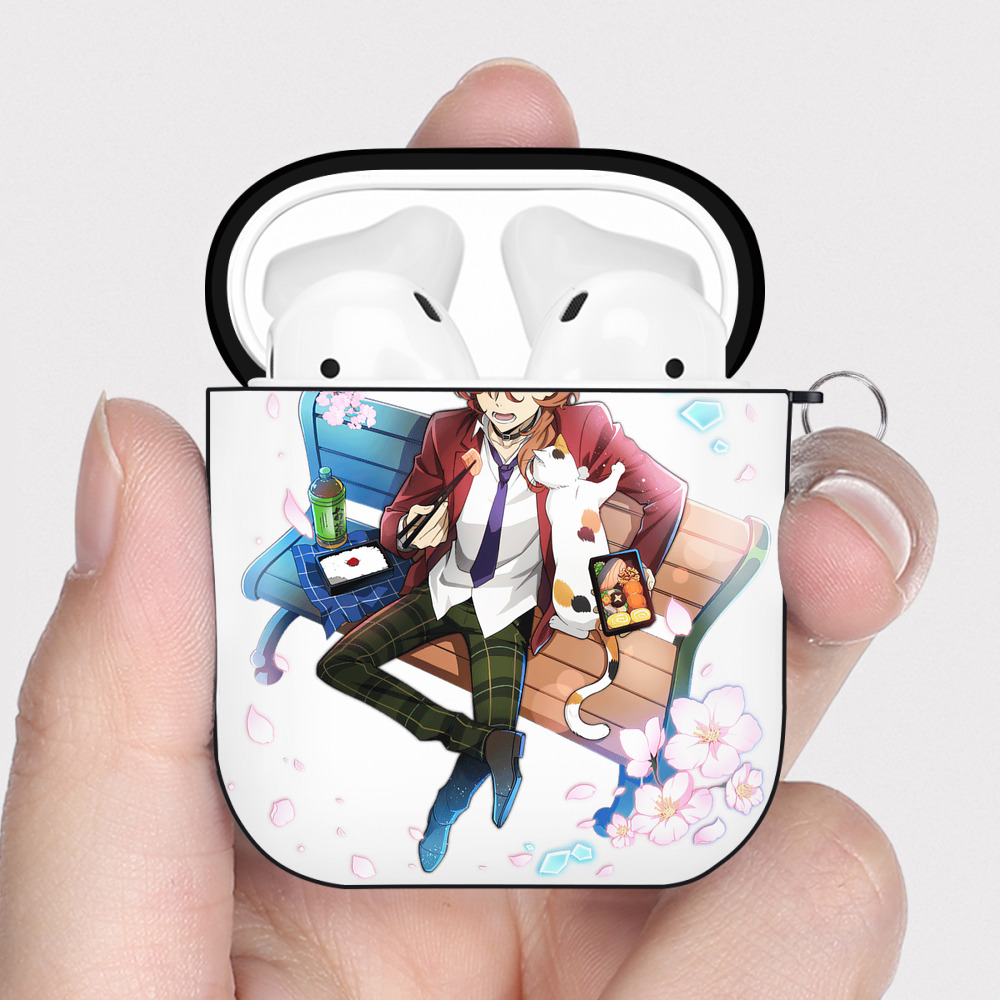 （画像用） 文豪ストレイドッグス Bungo Stray Dogs AirPods 第2世代保護ケース ハードシェル ブラック 耐衝撃・防指紋・カラビナ付き
