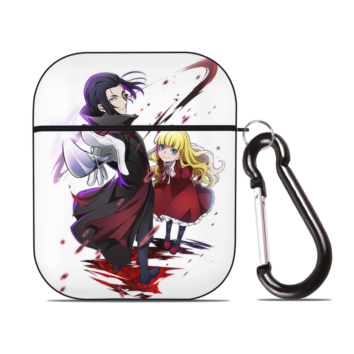 （画像用） 文豪ストレイドッグス Bungo Stray Dogs AirPods 第2世代保護ケース ハードシェル ブラック 耐衝撃・防指紋・カラビナ付き