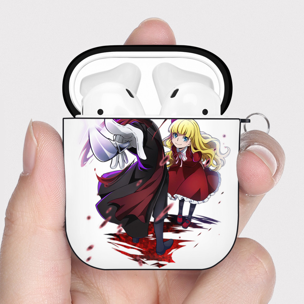 （画像用） 文豪ストレイドッグス Bungo Stray Dogs AirPods 第2世代保護ケース ハードシェル ブラック 耐衝撃・防指紋・カラビナ付き