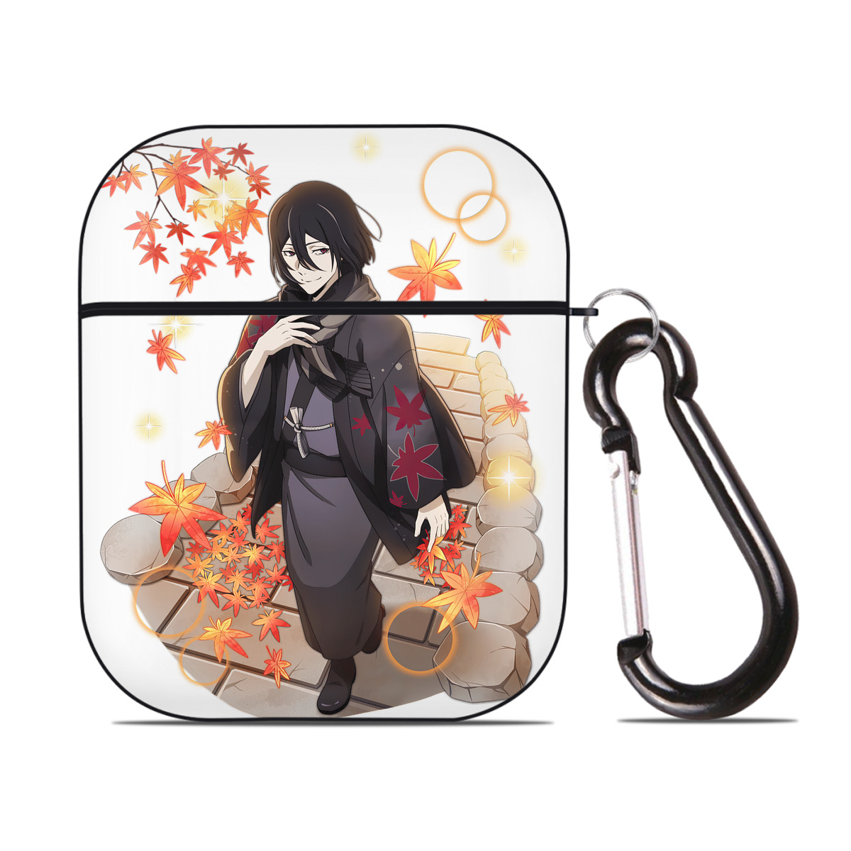 （画像用） 文豪ストレイドッグス Bungo Stray Dogs AirPods 第2世代保護ケース ハードシェル ブラック 耐衝撃・防指紋・カラビナ付き