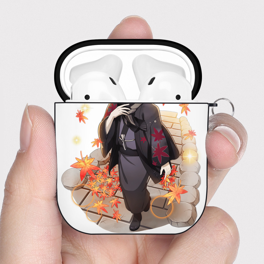 （画像用） 文豪ストレイドッグス Bungo Stray Dogs AirPods 第2世代保護ケース ハードシェル ブラック 耐衝撃・防指紋・カラビナ付き