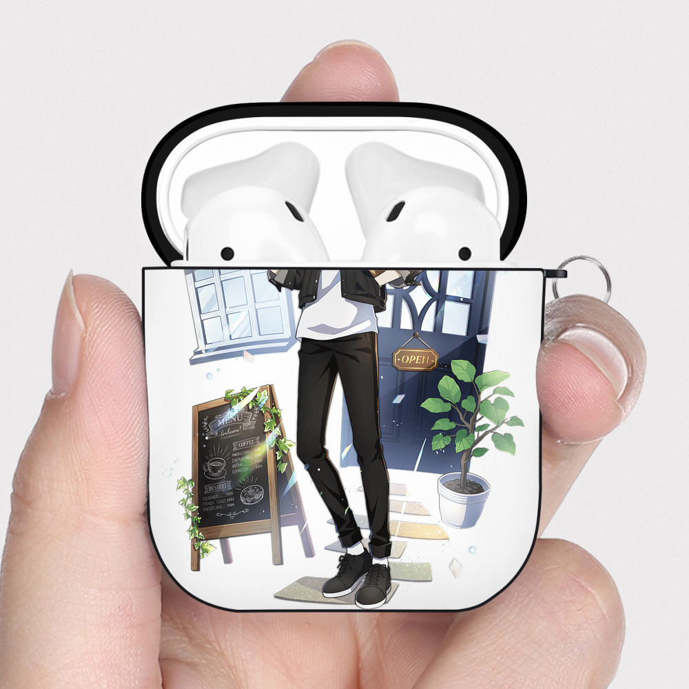 （画像用） 文豪ストレイドッグス Bungo Stray Dogs AirPods 第2世代保護ケース ハードシェル ブラック 耐衝撃・防指紋・カラビナ付き