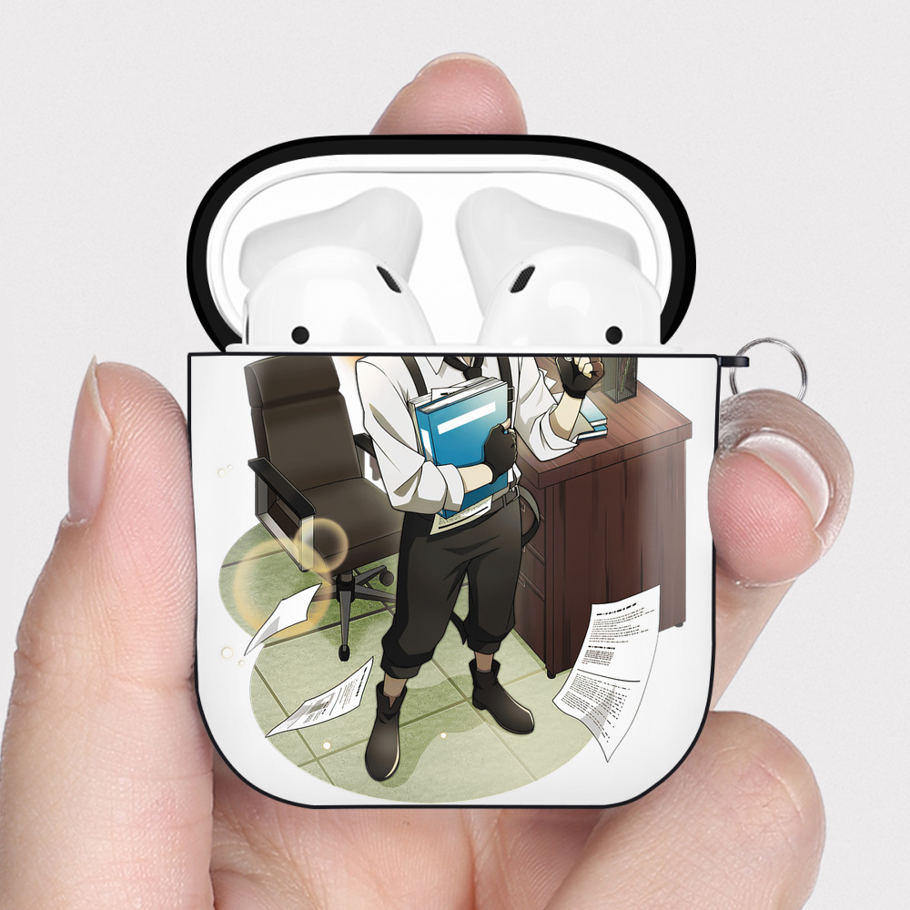 （画像用） 文豪ストレイドッグス Bungo Stray Dogs AirPods 第2世代保護ケース ハードシェル ブラック 耐衝撃・防指紋・カラビナ付き