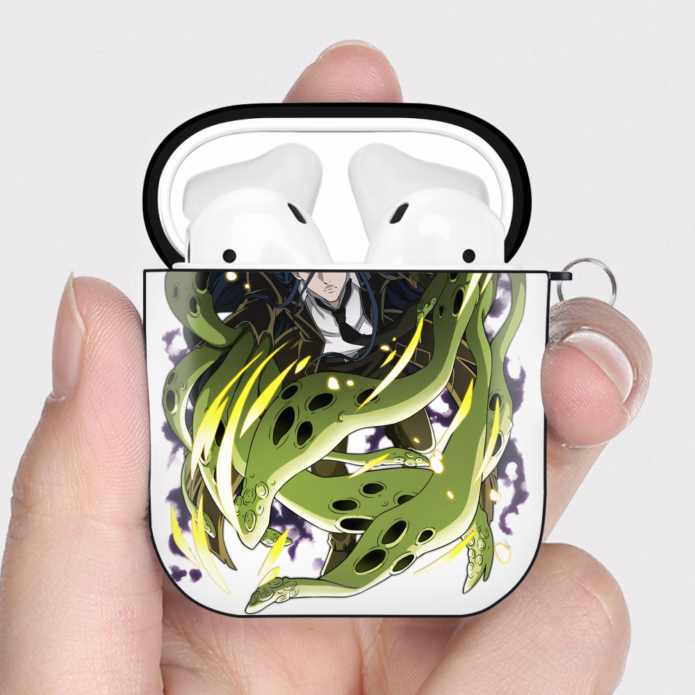 （画像用） 文豪ストレイドッグス Bungo Stray Dogs AirPods 第2世代保護ケース ハードシェル ブラック 耐衝撃・防指紋・カラビナ付き
