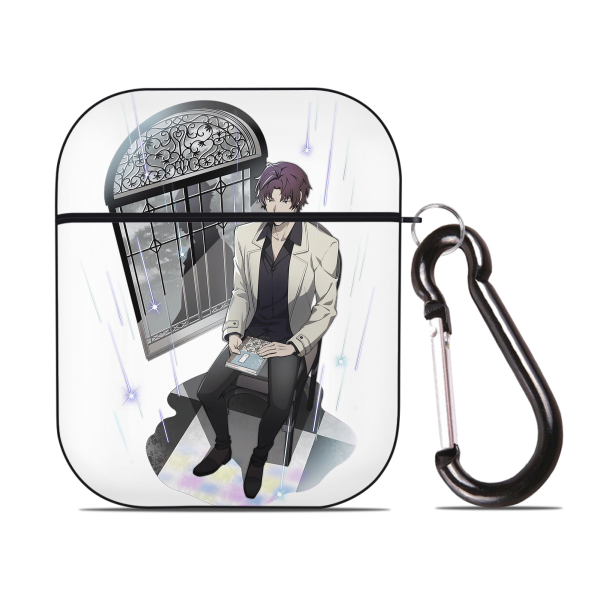 （画像用） 文豪ストレイドッグス Bungo Stray Dogs AirPods 第2世代保護ケース ハードシェル ブラック 耐衝撃・防指紋・カラビナ付き