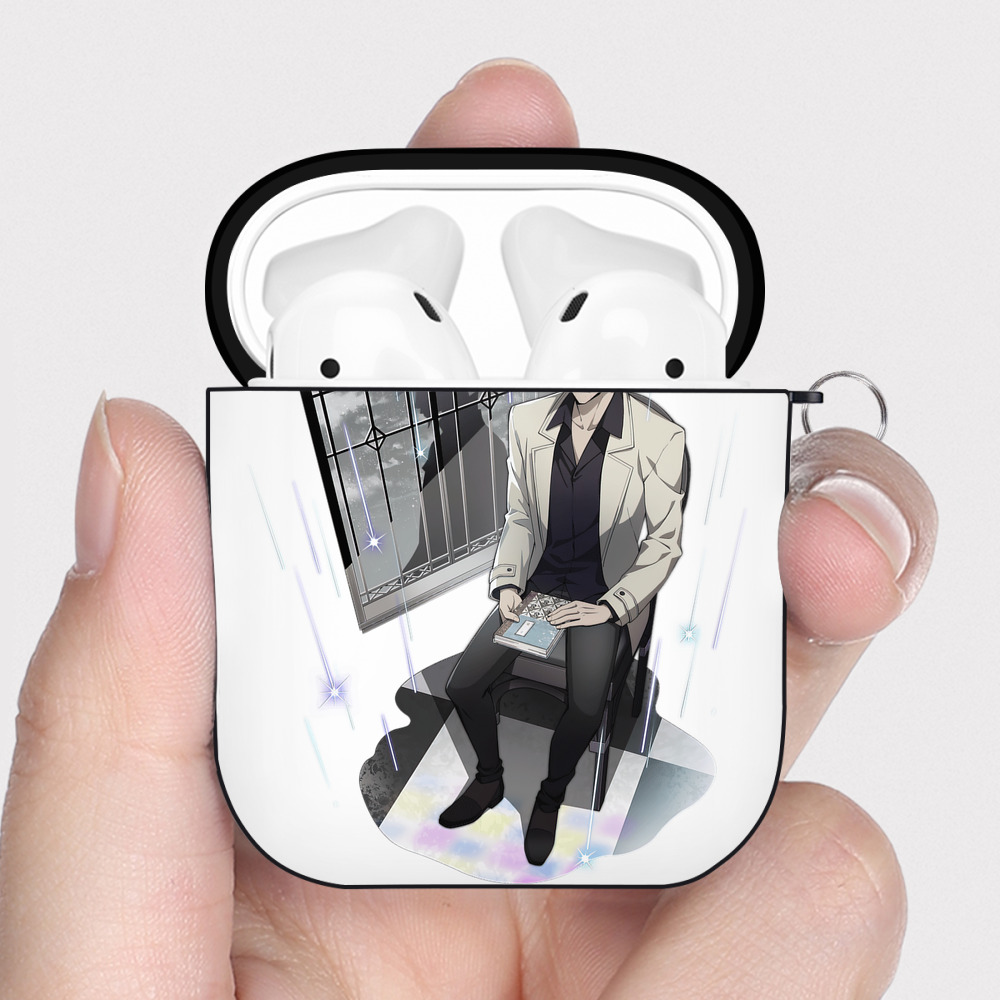 （画像用） 文豪ストレイドッグス Bungo Stray Dogs AirPods 第2世代保護ケース ハードシェル ブラック 耐衝撃・防指紋・カラビナ付き