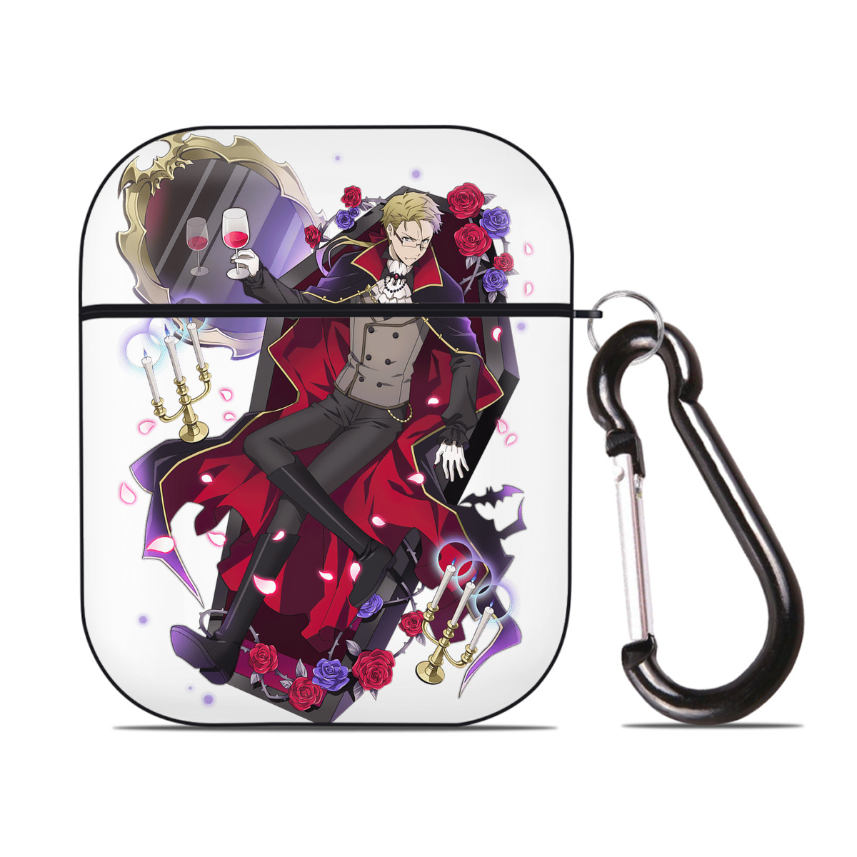 （画像用） 文豪ストレイドッグス Bungo Stray Dogs AirPods 第2世代保護ケース ハードシェル ブラック 耐衝撃・防指紋・カラビナ付き