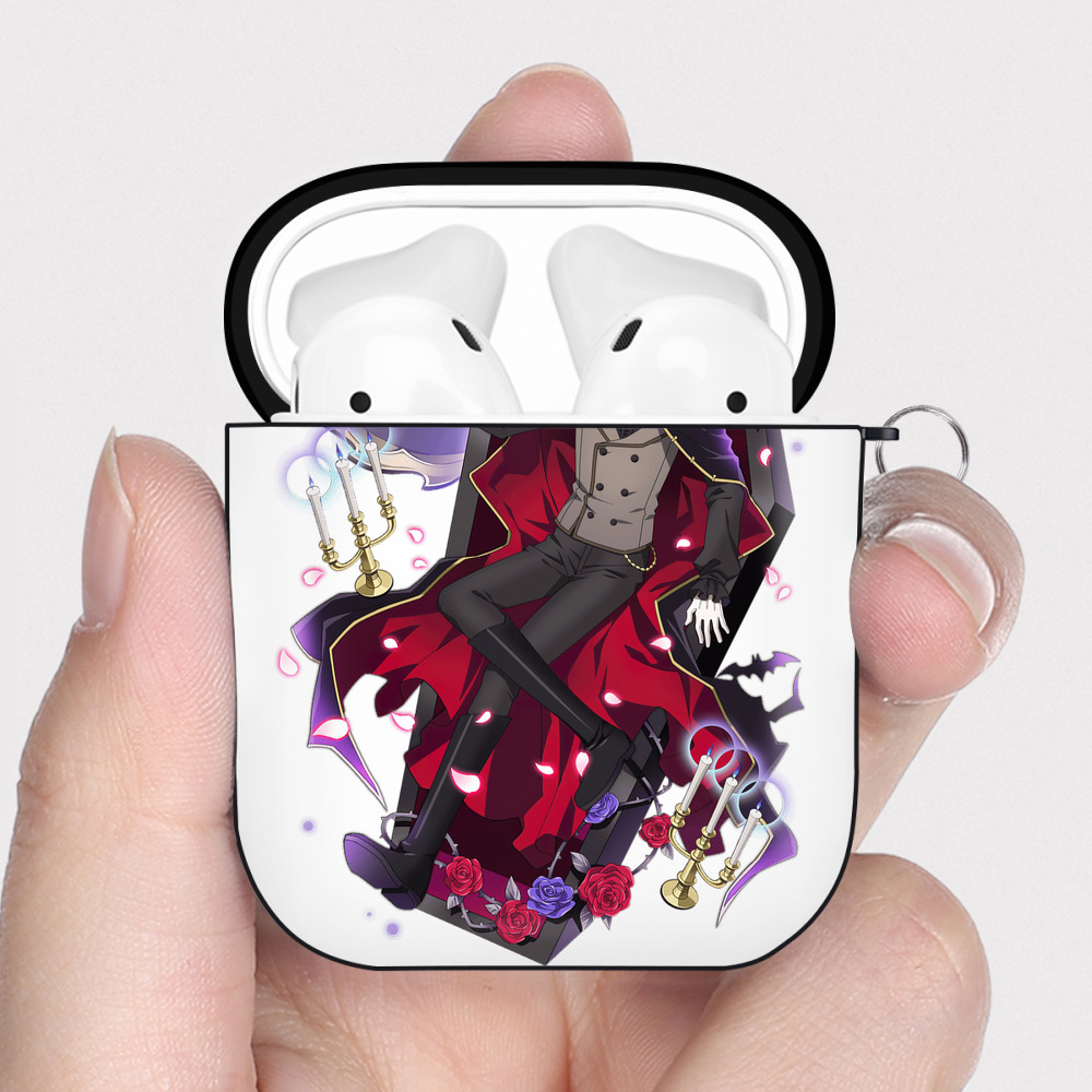 （画像用） 文豪ストレイドッグス Bungo Stray Dogs AirPods 第2世代保護ケース ハードシェル ブラック 耐衝撃・防指紋・カラビナ付き