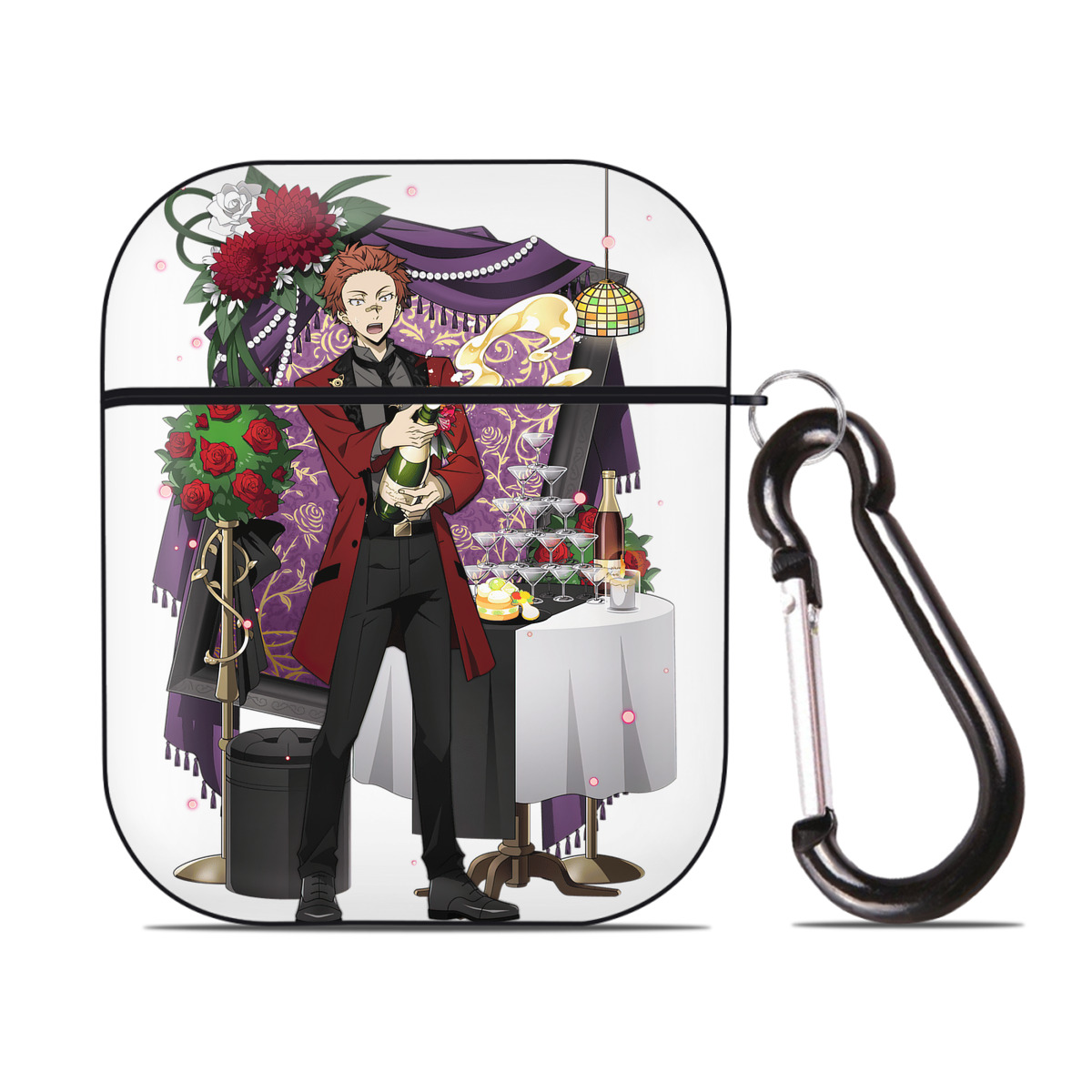 （画像用） 文豪ストレイドッグス Bungo Stray Dogs AirPods 第2世代保護ケース ハードシェル ブラック 耐衝撃・防指紋・カラビナ付き