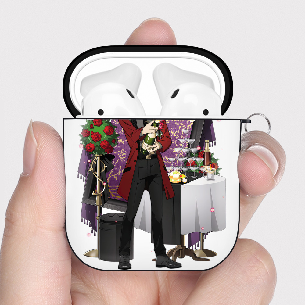 （画像用） 文豪ストレイドッグス Bungo Stray Dogs AirPods 第2世代保護ケース ハードシェル ブラック 耐衝撃・防指紋・カラビナ付き