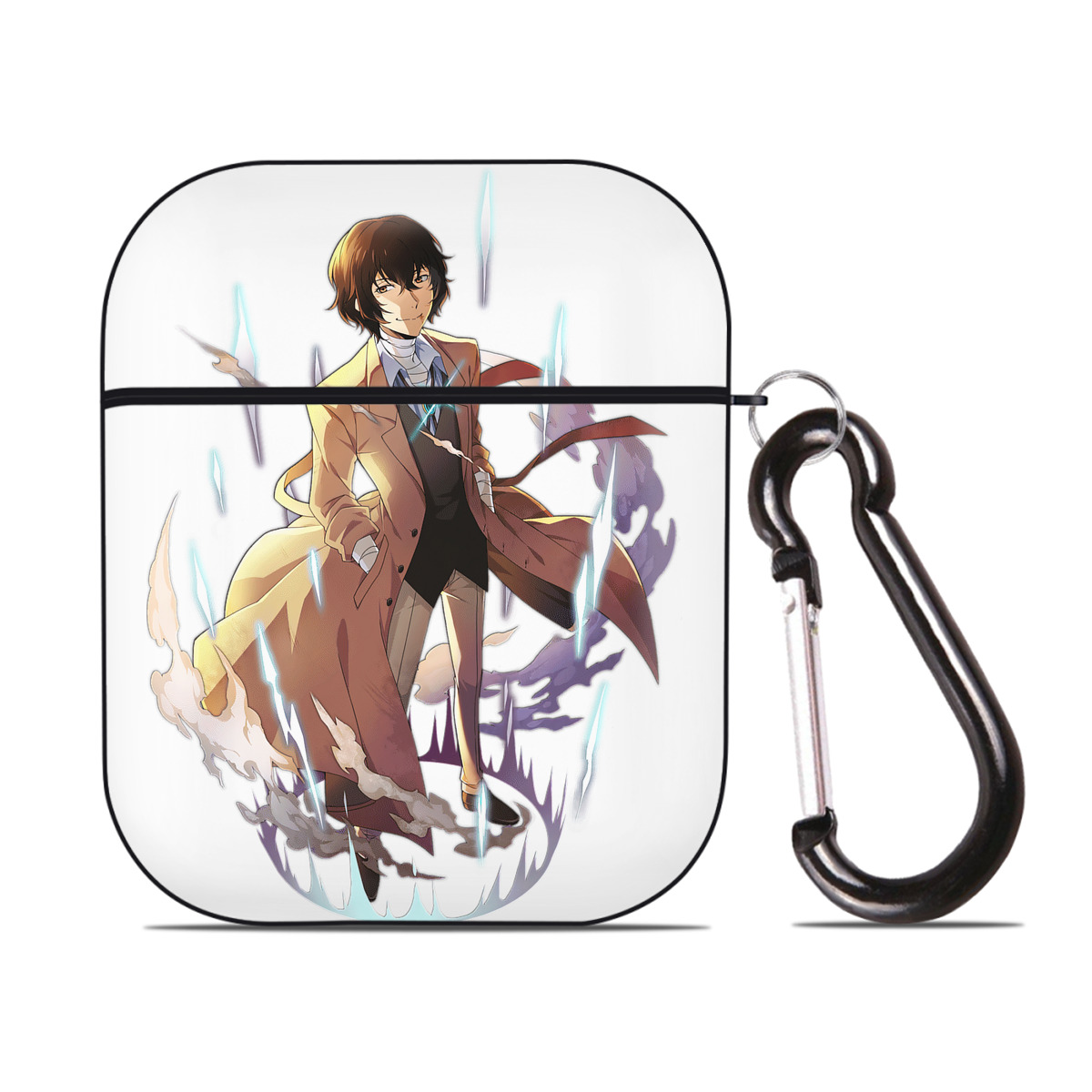 （画像用） 文豪ストレイドッグス Bungo Stray Dogs AirPods 第2世代保護ケース ハードシェル ブラック 耐衝撃・防指紋・カラビナ付き