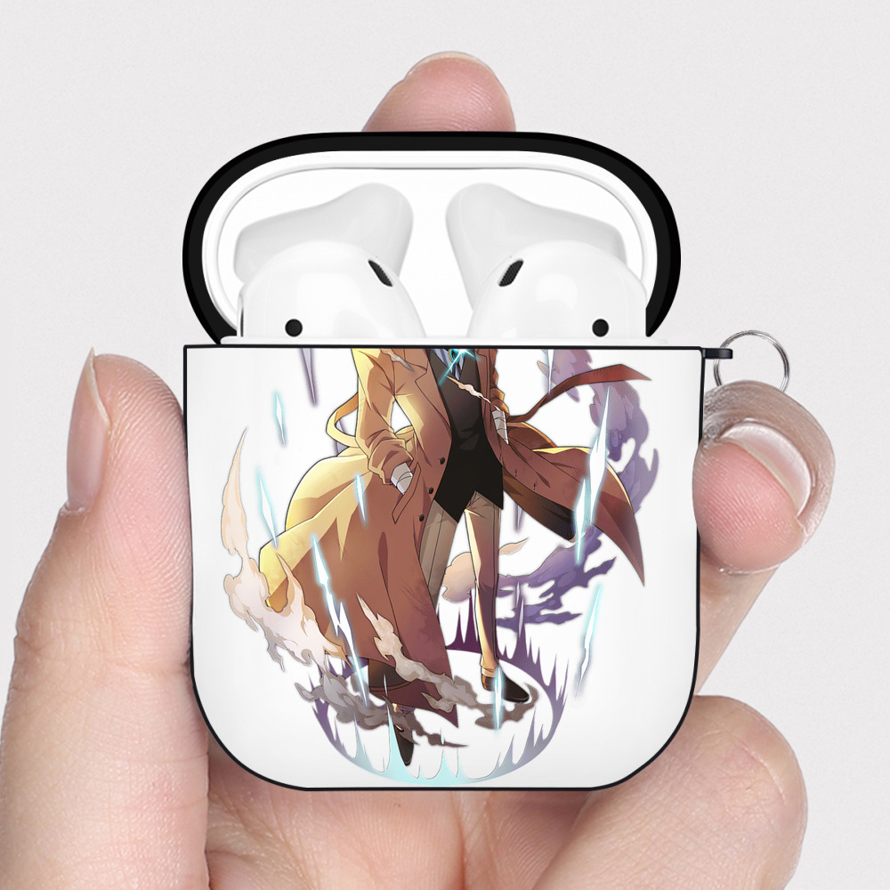 （画像用） 文豪ストレイドッグス Bungo Stray Dogs AirPods 第2世代保護ケース ハードシェル ブラック 耐衝撃・防指紋・カラビナ付き