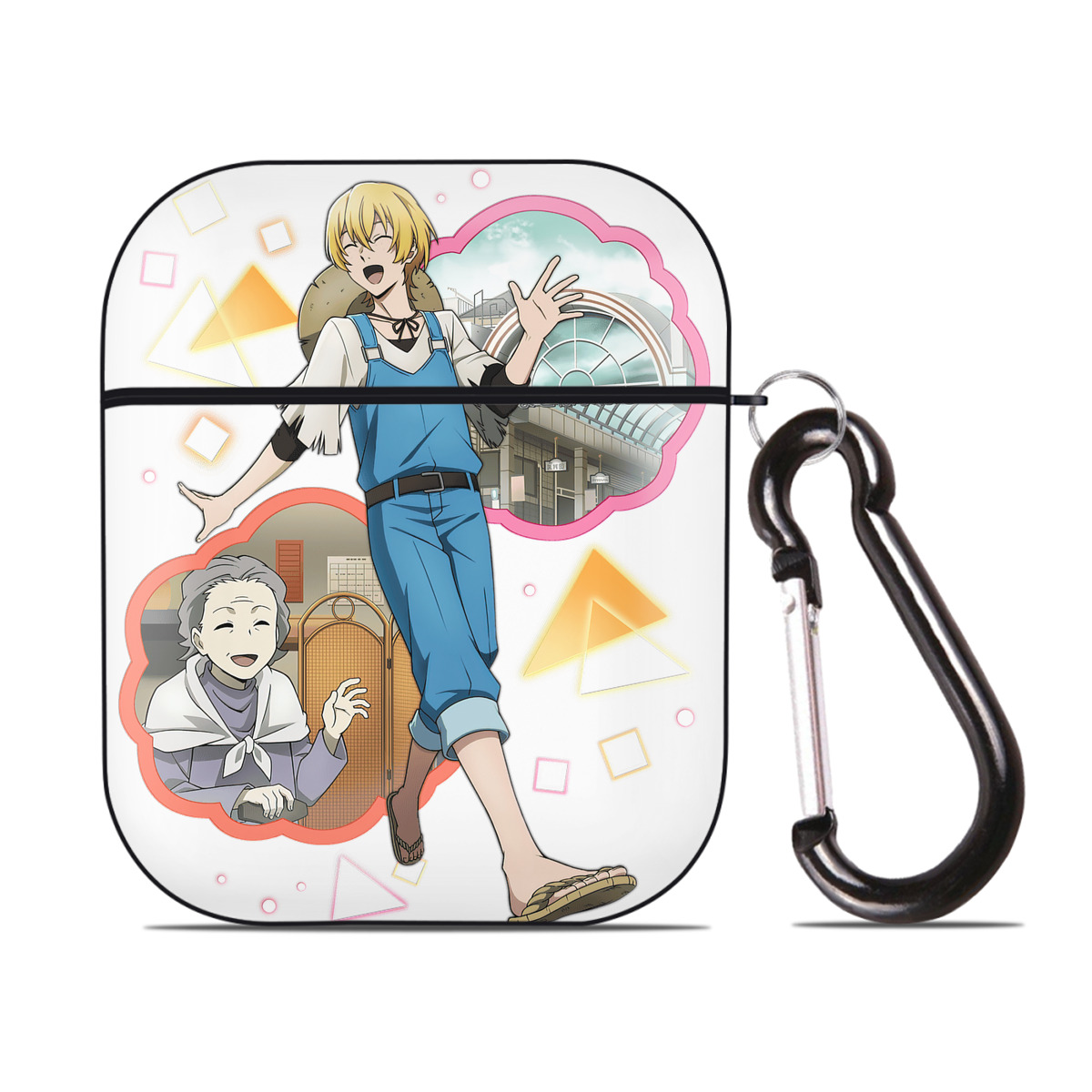 （画像用） 文豪ストレイドッグス Bungo Stray Dogs AirPods 第2世代保護ケース ハードシェル ブラック 耐衝撃・防指紋・カラビナ付き