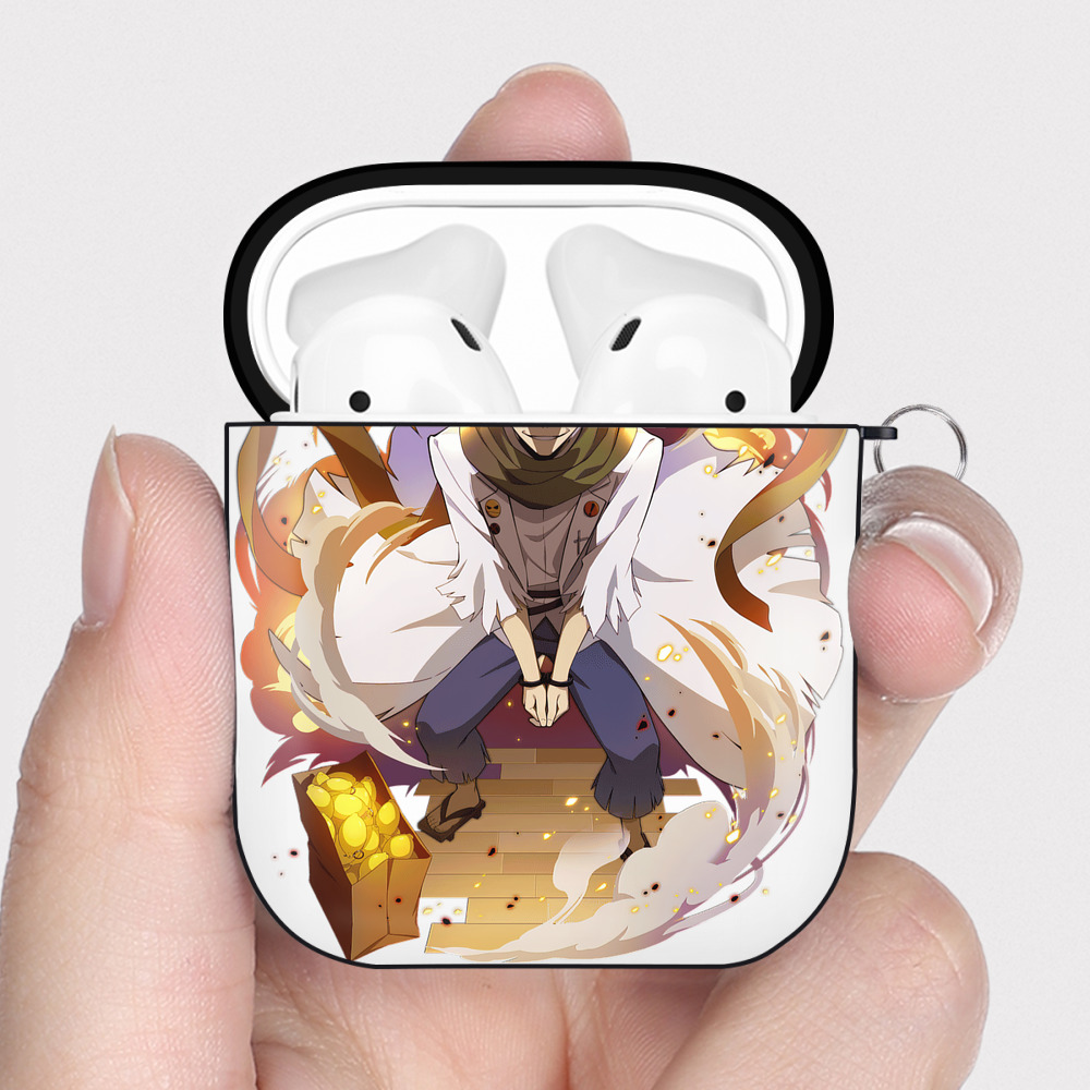 （画像用） 文豪ストレイドッグス Bungo Stray Dogs AirPods 第2世代保護ケース ハードシェル ブラック 耐衝撃・防指紋・カラビナ付き