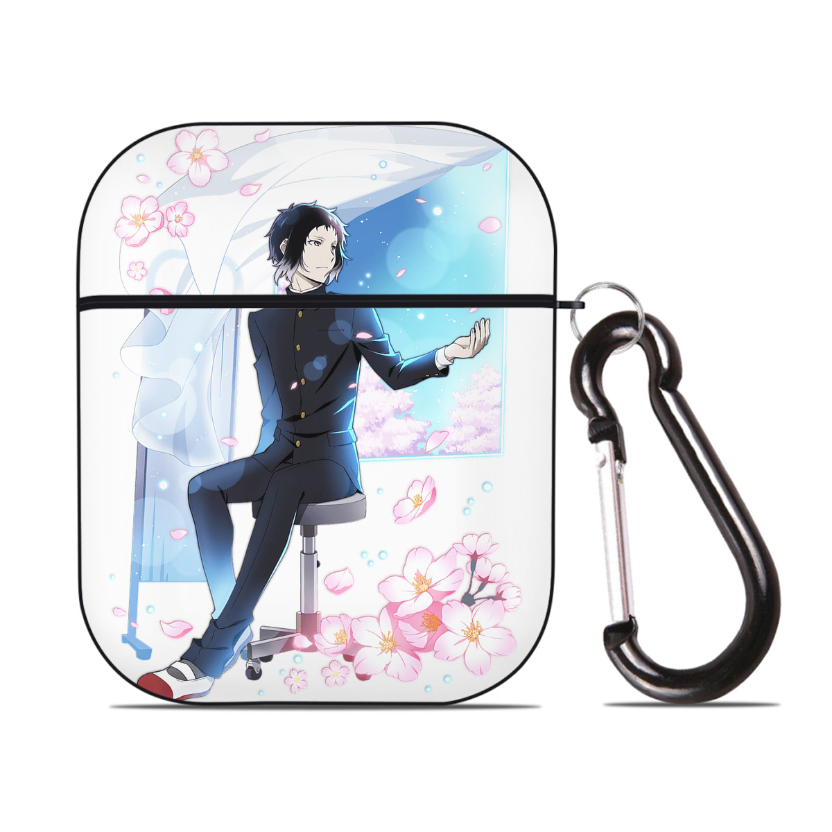 （画像用） 文豪ストレイドッグス Bungo Stray Dogs AirPods 第2世代保護ケース ハードシェル ブラック 耐衝撃・防指紋・カラビナ付き