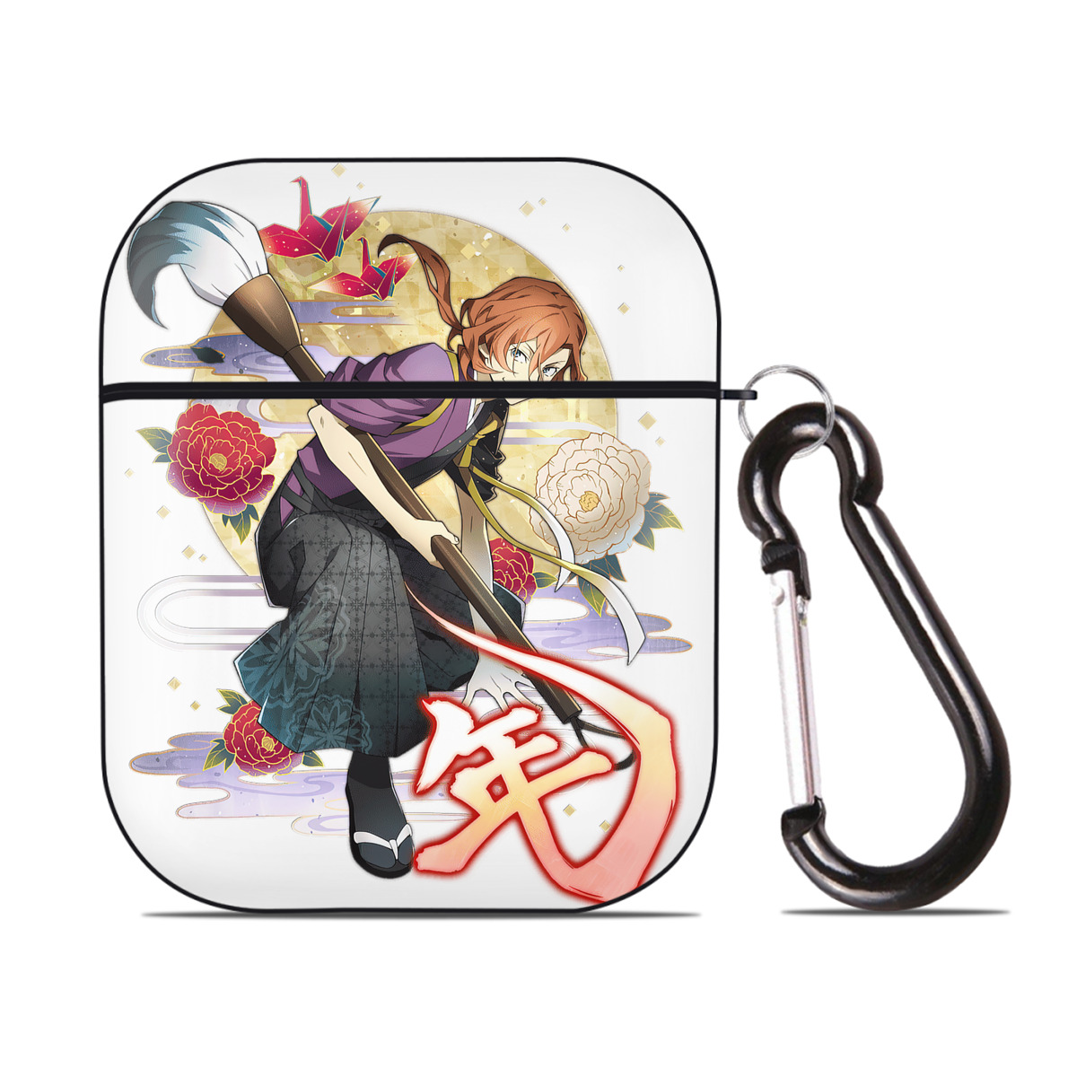 （画像用） 文豪ストレイドッグス Bungo Stray Dogs AirPods 第2世代保護ケース ハードシェル ブラック 耐衝撃・防指紋・カラビナ付き