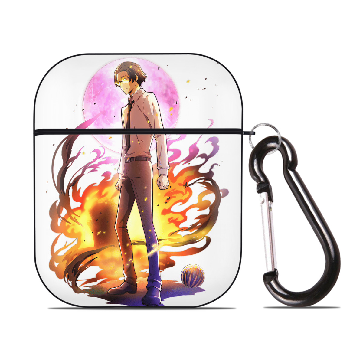 （画像用） 文豪ストレイドッグス Bungo Stray Dogs AirPods 第2世代保護ケース ハードシェル ブラック 耐衝撃・防指紋・カラビナ付き