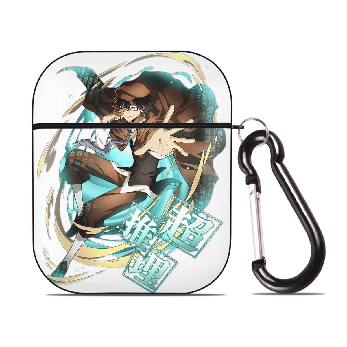 （画像用） 文豪ストレイドッグス Bungo Stray Dogs AirPods 第2世代保護ケース ハードシェル ブラック 耐衝撃・防指紋・カラビナ付き
