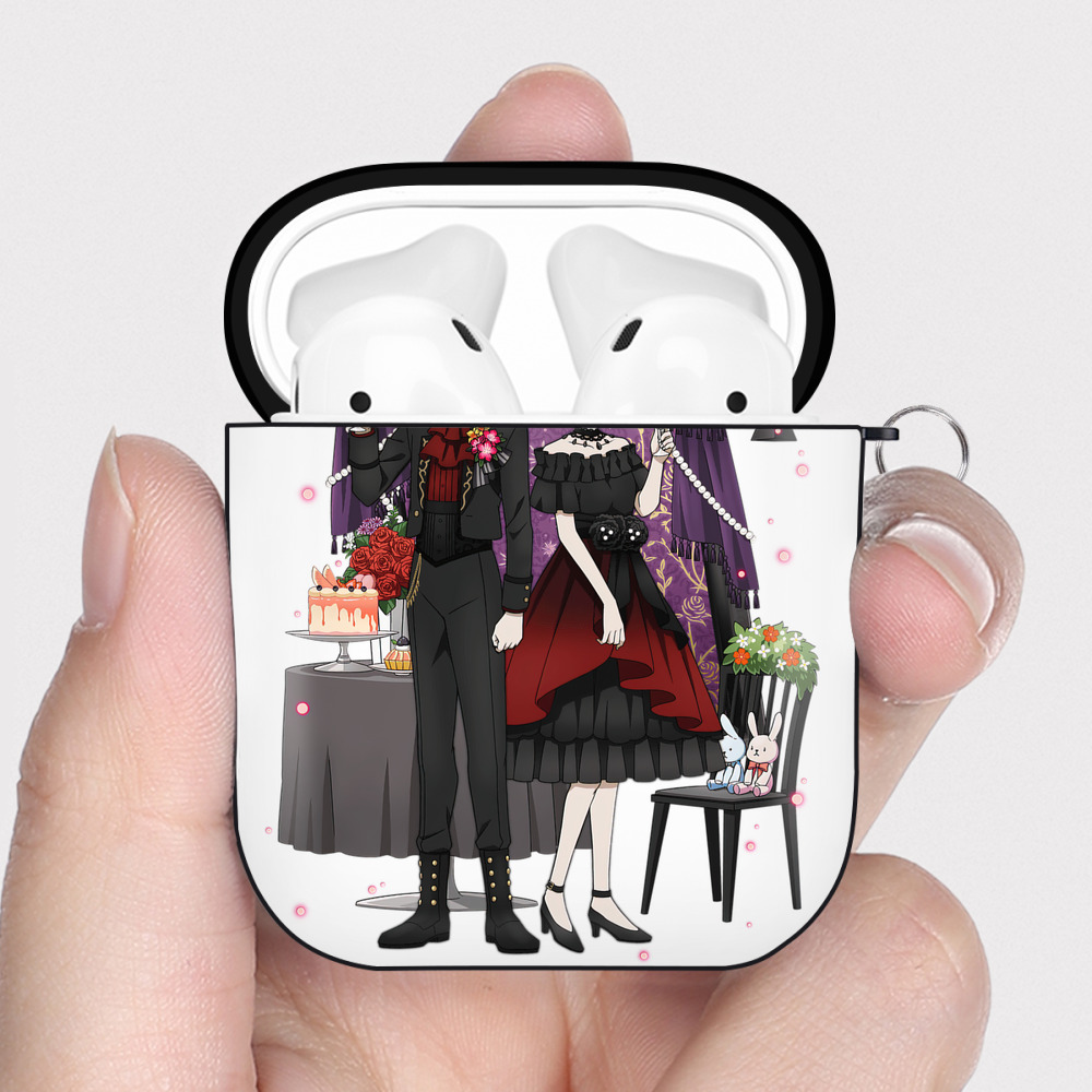 （画像用） 文豪ストレイドッグス Bungo Stray Dogs AirPods 第2世代保護ケース ハードシェル ブラック 耐衝撃・防指紋・カラビナ付き