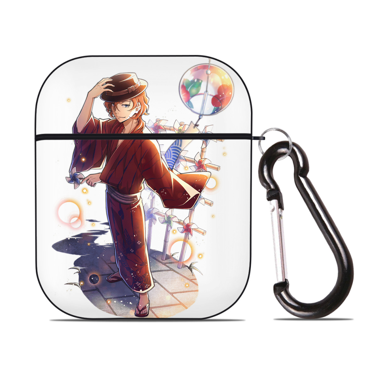 （画像用） 文豪ストレイドッグス Bungo Stray Dogs AirPods 第2世代保護ケース ハードシェル ブラック 耐衝撃・防指紋・カラビナ付き