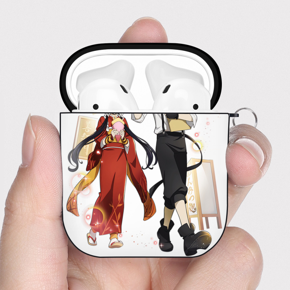 （画像用） 文豪ストレイドッグス Bungo Stray Dogs AirPods 第2世代保護ケース ハードシェル ブラック 耐衝撃・防指紋・カラビナ付き