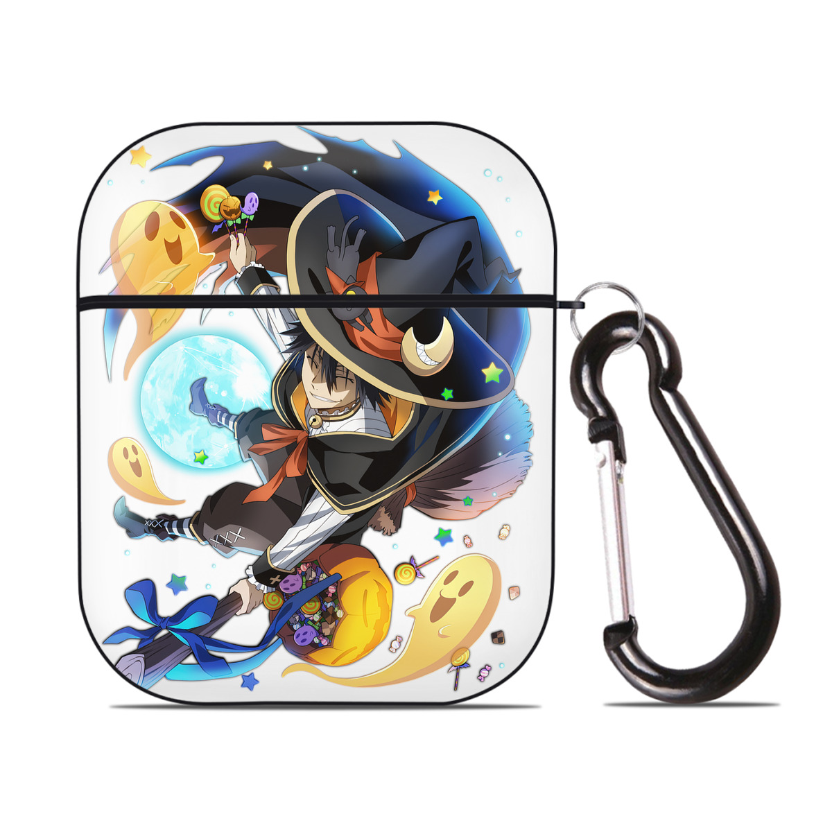 （画像用） 文豪ストレイドッグス Bungo Stray Dogs AirPods 第2世代保護ケース ハードシェル ブラック 耐衝撃・防指紋・カラビナ付き