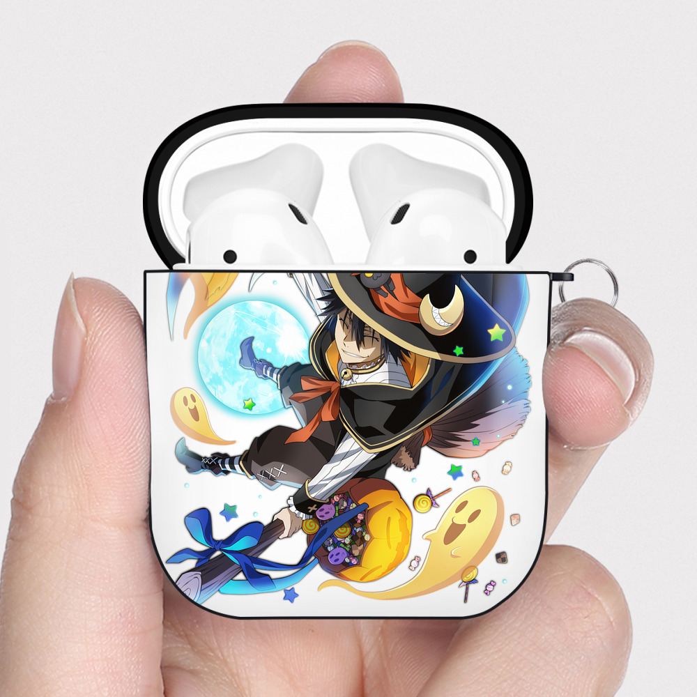 （画像用） 文豪ストレイドッグス Bungo Stray Dogs AirPods 第2世代保護ケース ハードシェル ブラック 耐衝撃・防指紋・カラビナ付き