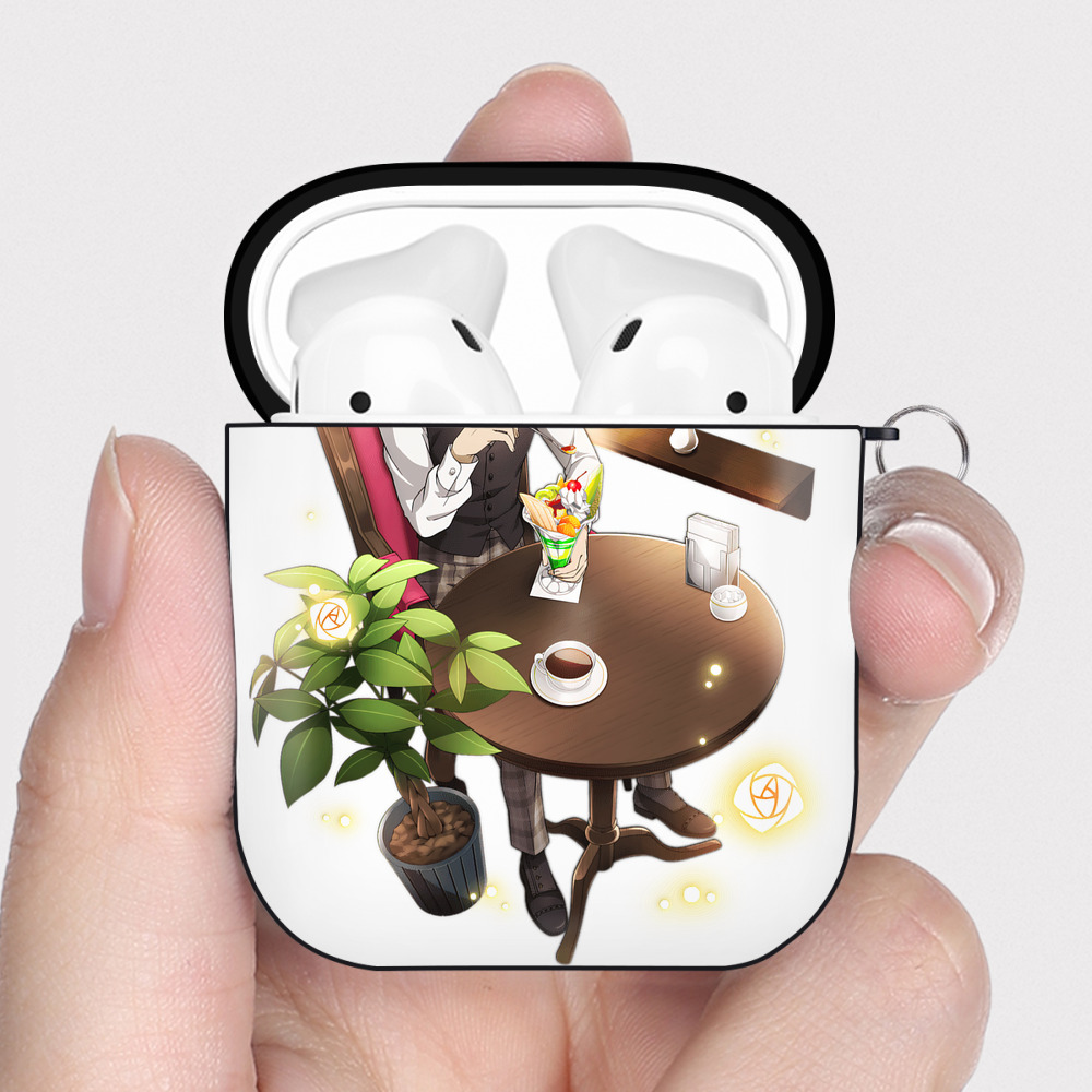 （画像用） 文豪ストレイドッグス Bungo Stray Dogs AirPods 第2世代保護ケース ハードシェル ブラック 耐衝撃・防指紋・カラビナ付き